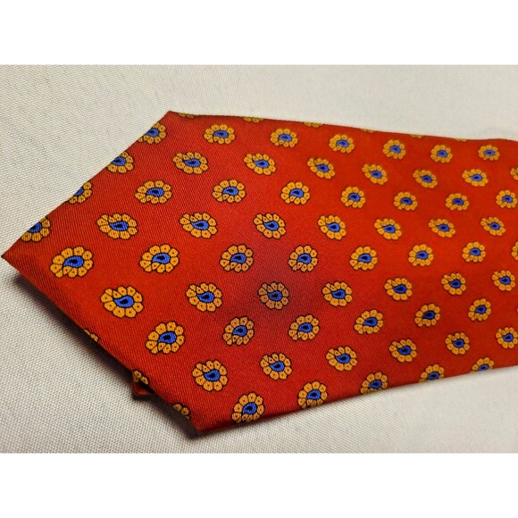 XMI for Nordstrom All Silk Men's Tie Handmade Red Gold Blue Floral Pattern - Picture 2 of 5
